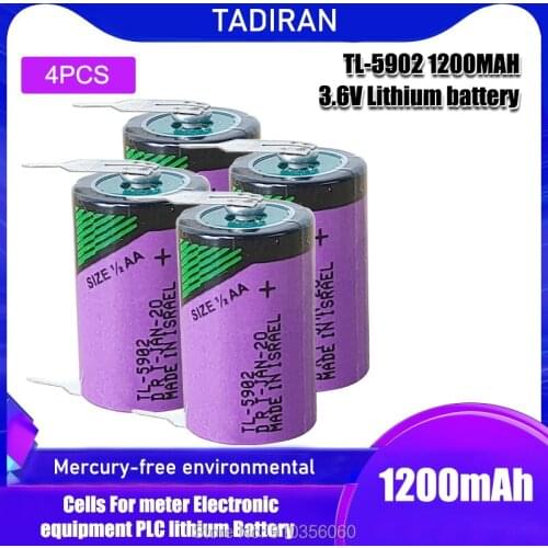 4PCS FOR TADIRAN ER14250 TL-5902 3.6V 1/2AA liSOCL2 lithium primary Battery cell welding tabs replace gas water meters