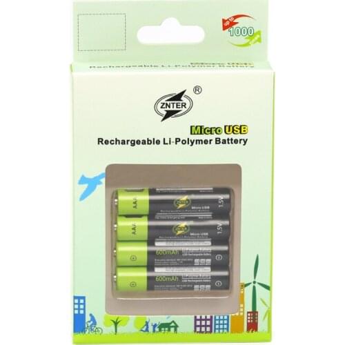 ZNTER 1.5V AAA Rechargeable Battery 600mAh USB Rechargeable Lithium Polymer Battery Quick Charging by Micro USB Cable