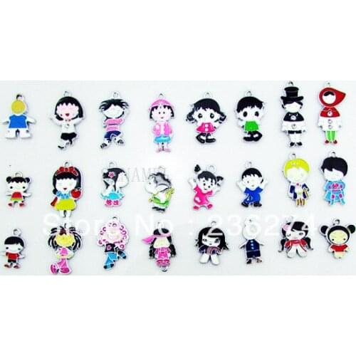 M22 Wholesale Mix 100Pcs Alloy Metal Enamel Boy & Girl Charms DIY hang Children pendant accessories