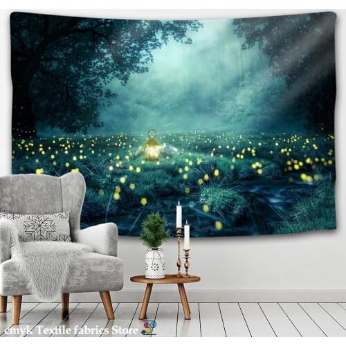 Magic Forest Tapestry Modern Psychedlic Mandala Tapestry Hippie Room Wall Rectangle Hanging Blanket Art Home Decor Geometric