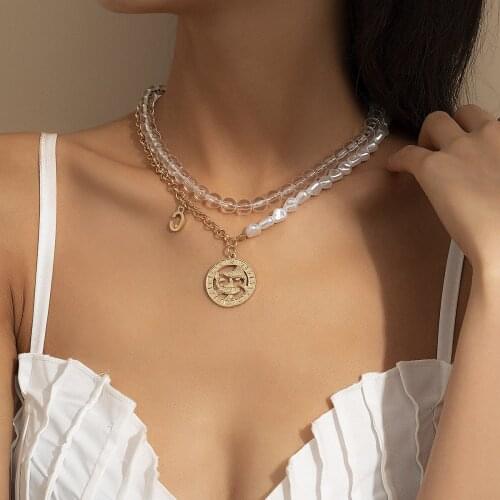 European and American Style Fashion Pearl Set Necklace 2021 New Multi-layer Alloy Pisces Pendant Jewelry Necklace Female Gifts