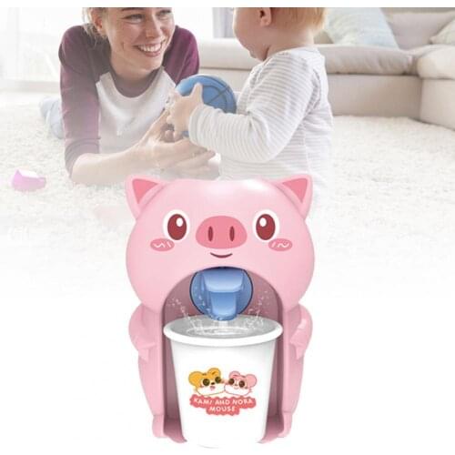 Cartoon Pig Mini Cute Drinking Fountain Water Dispenser Kid Pretend Play Educational House Furniture Toy Child Simulation Gift