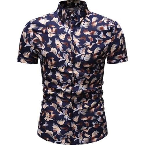 2021 New Mens Floral Printed Shirts Male Slim fit Casual Short Sleeve Hawaiian Camicias Beach Flower Basic Tops M-3XL