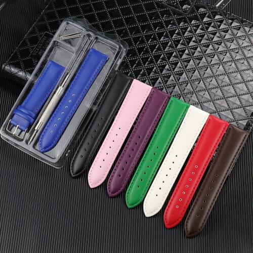 High Quality Genuine Leather Sewing Strap Watch Band box set Purple Black Belt 10mm 12mm 14mm 16mm 18mm 20mm 22m 24mm Watchbands