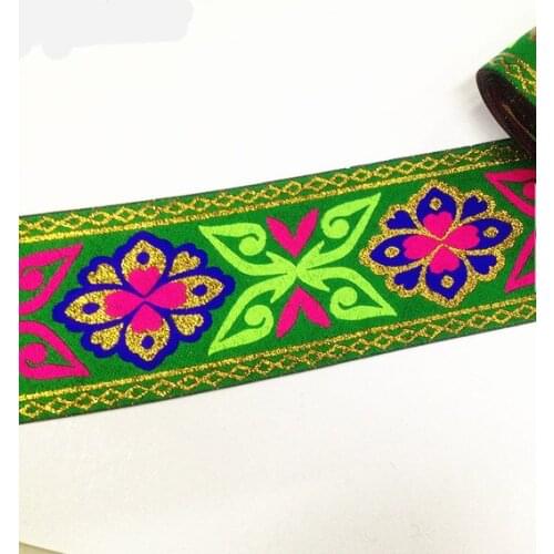 NEW 10cmx 8yard Green Butterfly Flower embroidery webbing lace Polyester Woven Jacquard Ribbon DIY Clothing Accessories