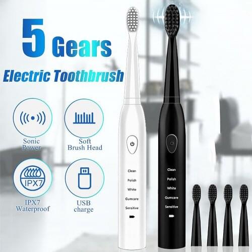 New Super Sonic Electric Toothbrushes for Adults Kids Smart Timer Rechargeable Whitening Toothbrush IPX7 with 3 Brush Heads 2021