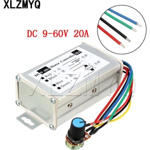 DC 9V 12V 24V 48V 60V 20A Reversible Motor Speed Controller Regulator Driver PWM DC/9-60V 0-1200W Adjustable Current