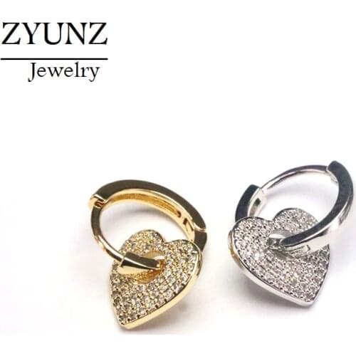 4 Pairs, New CZ Crystal Elegant Jewelry Heart Dangle Earrings Zircon Brincos Drop-Earrings for Women Party Gift