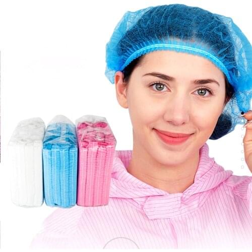 Disposable Non Woven Fabric Hair Caps With Elastic Thread 300Pcs Blue/White/Pink Anti Dust Breathable Bathing Hats Tattoo Supply