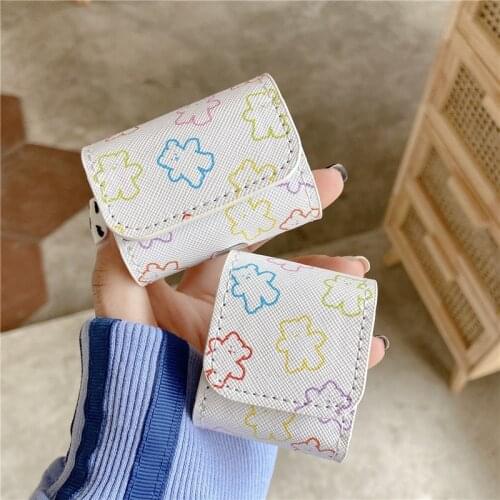 Cute Cartoon bear Wireless Bluetooth Earphone Case for Airpods 12pro Leather Headphone Cover