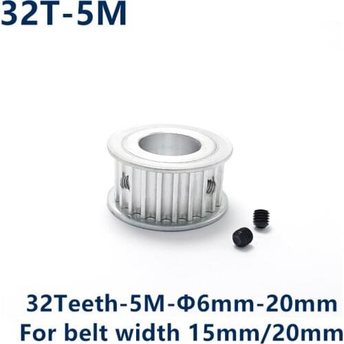32 Teeth HTD 5M Timing Synchronous Pulley Bore 6/8/10/12/15/16/17/19/20mm for Width 15/20mm HTD5M 32Teeth 32T
