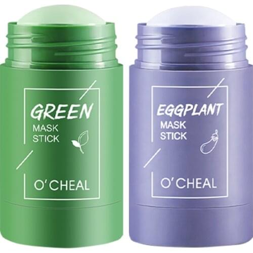 Girl Green Tea Solid Mask Deep Cleaning Mud Mask Stick Oil Control Anti-Acne Eggplant Masks Purifying Clay Stick Mask Skin Care