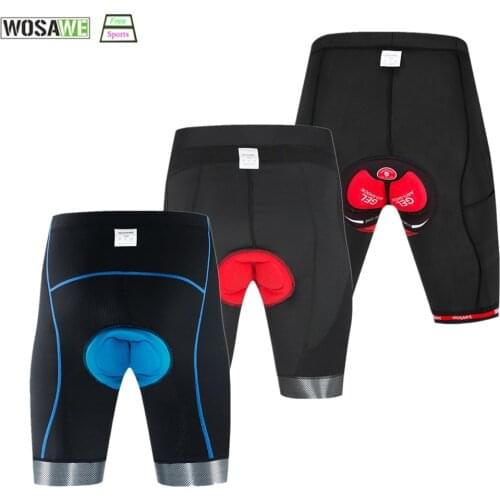 WOSAWE 5D Padded Cycling Shorts Shockproof MTB Bicycle Shorts Reflective Road Bike Tights Shorts For Man Ropa Ciclismo
