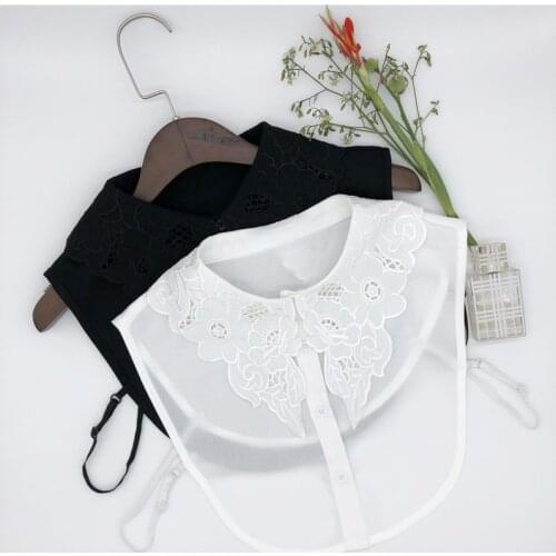 Women Shirt Embroidery Fake Lapel Neck Collar for Sweater Blouse Big Lapel False Collar Women Detachable Collars Decorative