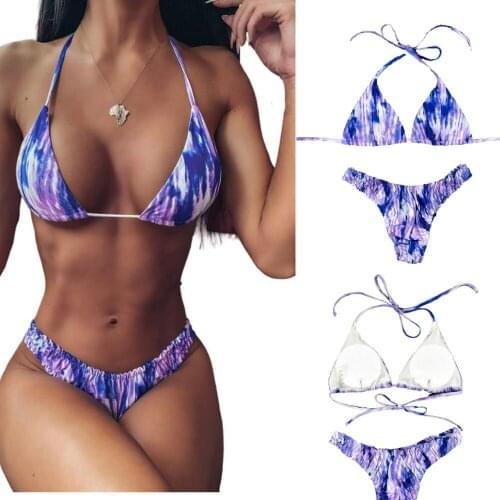 Women Tie Dyeing Swimsuit Two-Pieces Suit Bikini Bathing Suit Sexy Push Up Padded Beach Swimwear Female Swimming Suit Summer New