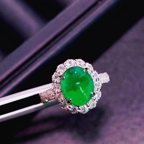 H721 Emerald Ring 3.8ct Pure 18 K Gold Jewelry Nature Green Emerald Diamond Female Rings for women Fine Ring