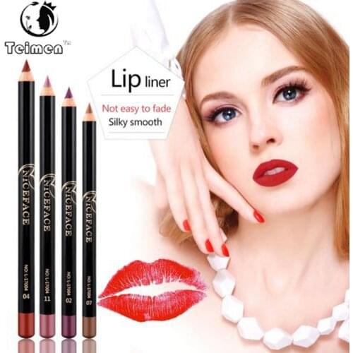 12pcs NICEFACE Nude Lip Liner Waterproof Professional Lipliner Pencil Long Lasting Lip Cosmetic Makeup Colorful Lip Liner Pens