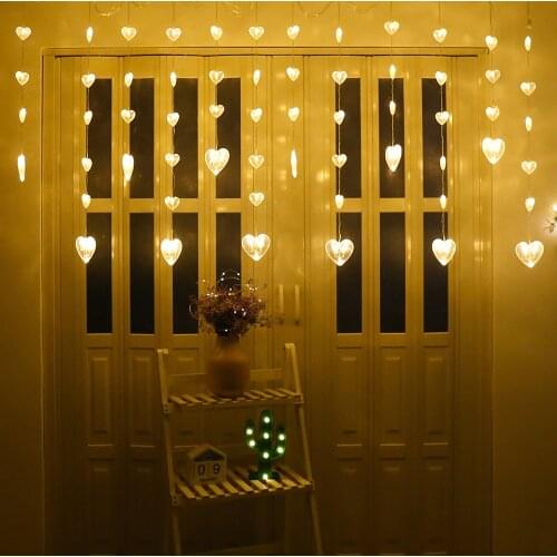 2.5M 220V EU LED LOVE Heart Shape curtain light Christmas Garland String Fairy Light For wedding holiday party New Year Decor