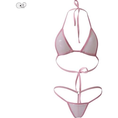 2020 Brazilian G-String Thong Micro Bikini Set See Through Mesh Biquini Women Swimwear Beachwear Swimsuit Clubwear Costumes