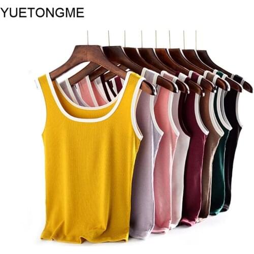 2021 Summer new ladies retro top candy color stretch slim sleeveless women camis tank top TSP180