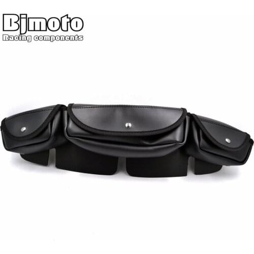 BJMOTO Motorbike 3 Pocket Fairing Windshield Bag For Harley Electra Street Glide Touring Bike 1996-2013 Black Orange