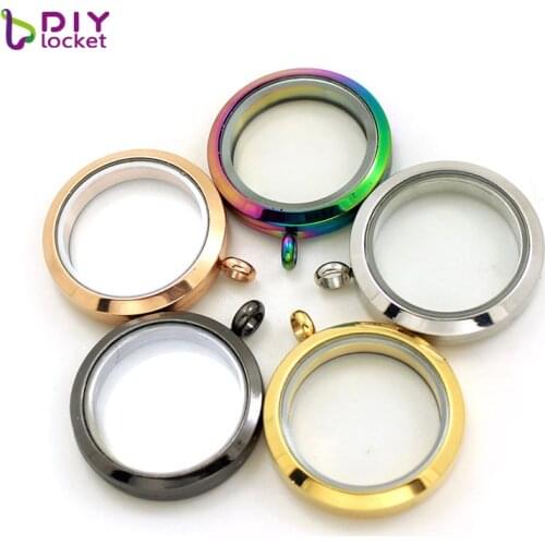 30mm Stainless Steel Round Twist Plain Glass Floating Charm Locket LSSS07-30MM