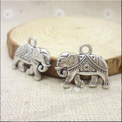 30pcs Vintage Charms Elephants Pendant Antique silver Fit Bracelets Necklace DIY Metal Jewelry Making