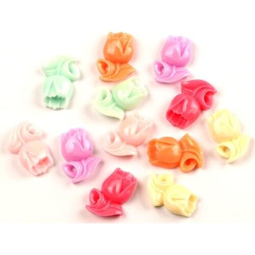 50Pcs 20x14mm Mixed Resin Flower Decoration Crafts Kawaii Bead Flatback Cabochon Fridge Magnet Scrapbook DIY Accessories Buttons