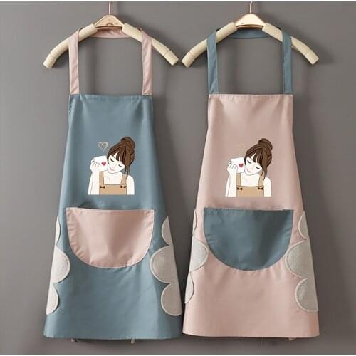 68*72cm Waterproof Wipeable Printed PVC Sleeveless Aprons Oil-Proof Kitchen Women Pinafore Home Cooking Baking Waist Bib