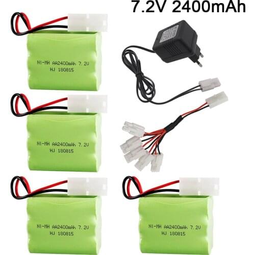 7.2v 2400mah NiMH Battery + 7.2v Charger For Rc toy Car Boat Gun Train Robot Ni-MH AA 2400mah 7.2v Rechargeable Battery Pack