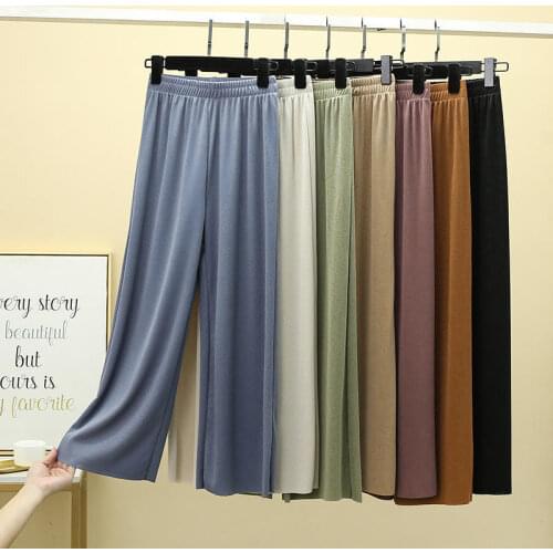 New Streetwear Straight Vintage Black Pants Casual Wide Leg Pants Women Trousers Solid Elastic High Waist Loose Pants