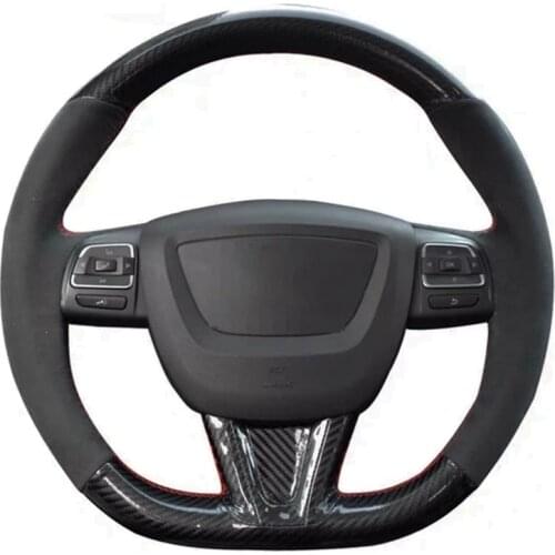 Car Steering Wheel Cover Black Carbon Fiber Black Suede For Seat Leon Altea Leon Cupra 2008-2012 Toledo Alhambra 2010-2015