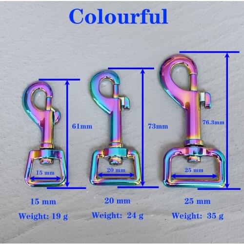 1 Pcs 15/20/25mm Colourful Metal Snap Hook Leather Strap Bag Buckles Clasps Lobster Dog Collar Keychain Swivel Trigger Clips