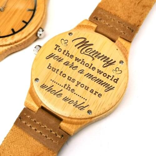 To My Mom-Engraved Wooden Watch Women Watch Automatic Quartz Watches Girl Wrist Maple Wood Watch