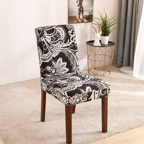 Home Black Dinning Chair Covers Spandex Accent Chairs for Living Room Seat Cover Stretch Slipcover Flowers Chair Stool Cover