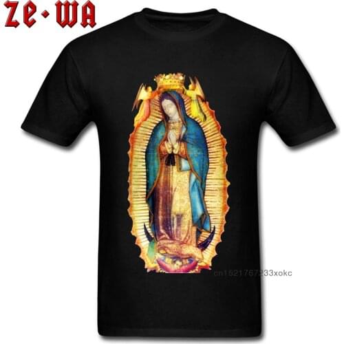 T-shirt Men Cotton T Shirt High Quality Tshirts Our Lady Of Guadalupe Virgin Mary Mexico Mexican Streetwear Black Clothes Unique
