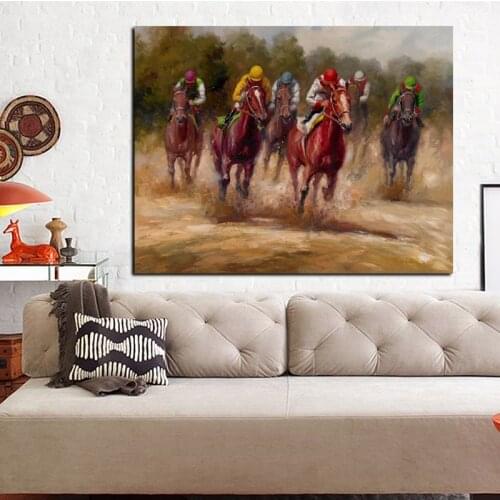 HD Print Animal Horse Racing Oil Painting on Canvas Abstract Modern Pop Art Wall Picture for Living Room Sofa Cuadros Decorative