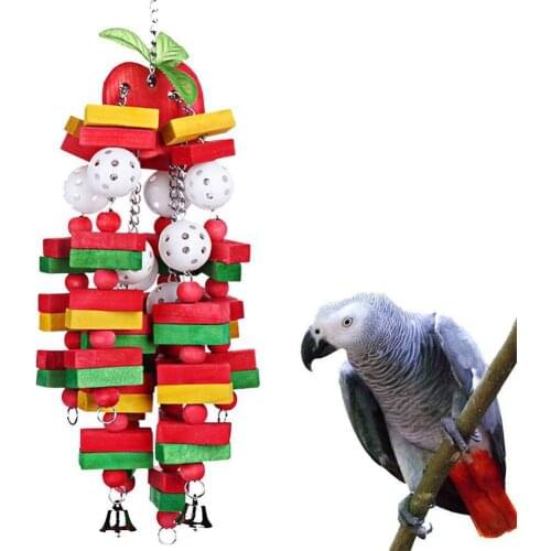 Arrot Building Blocks Toys Wood Ladder Macaw Rainbow Bite String Toys Chewing Swing Toy For Small Medium And Large Parrots