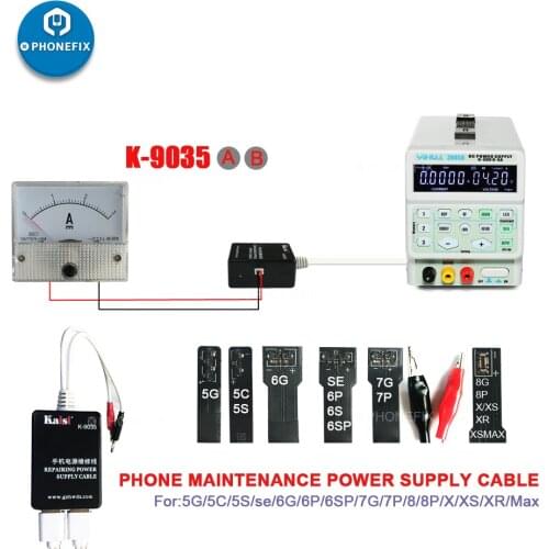 K-9035 A/B DC Power Supply Current Test Cable Phone Motherboard Repair Power Supply Cable for iPhone 5S 6 6S 7 8 X MAX XR