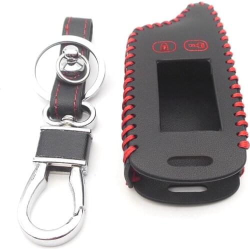 Leather Key Case For Tomahawk TW9010 TW9020 TW9030 TW4000 Car LCD Alarm Remote Controller Keychain Cover Hand-Made Style