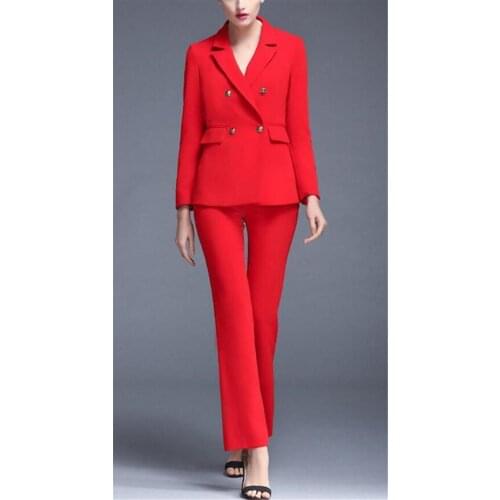 Red Womens Business Pantsuits Female Office Uniform Formal Pant Suits for Weddings Ladies Trouser Suit Jacket+Pants Custom Made