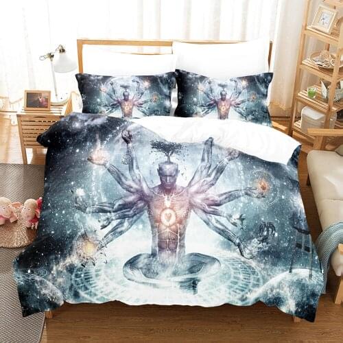 Colorful Fashion 3D Printed Bedding Set For Adults Queen Comforter Duvet Cover Avalokitesvara 240x220 Size Bed Linen De Home