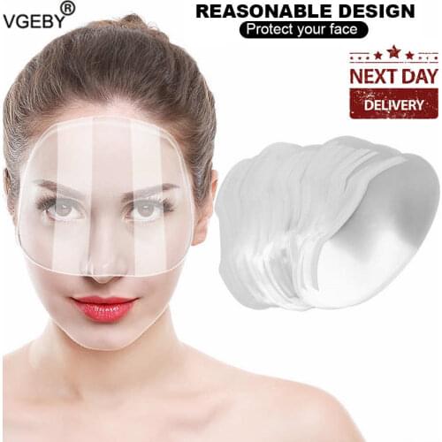 100pcs Disposable Hair Salon Hairspray Masks Cutting Coloring Face Protecting Barber Supplies Transparent Plastic Face Shield