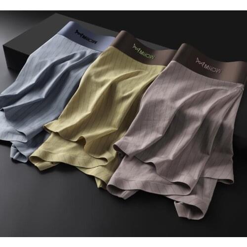 MiiOW Mens Underwear Ice Silk Mens Underwear Boxer Briefs Breathable, Antibacterial Seamless Modal Boxer Briefs Mens Pants