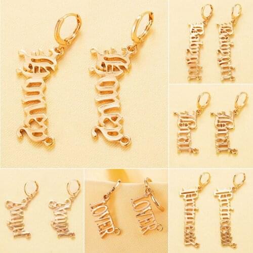 Fashion Honey Babygirl Angel Letters Earring Hooks Golden Brat Princess Pendant Earrings for Women 2021 Punk Jewelry LOVER Gifts