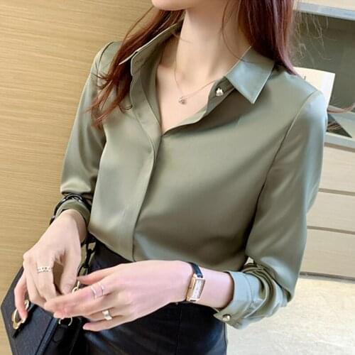 Fashion Spring Shirts Women White Shirt Long Sleeve Blouse Lady Satin Office Solid Blusas Blouse Tops Woman Basic Shirt Clothes