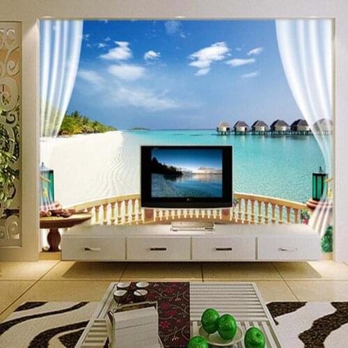 Sea Blue Sky Photo Mural Wallpapers for Living Room Bedroom TV Background 3D Wall Paper Murals Home Wall Decor Custom