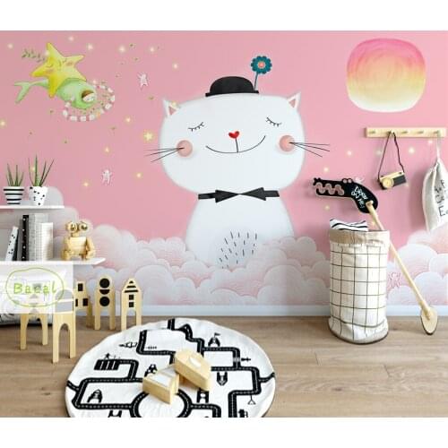 Cartoon Kids Removable Wall Sticker Nursery Home Decor 3D wallpaper for Girl Bedroom Living Room papier peint mural 3d