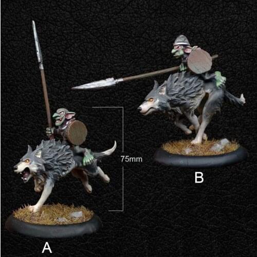 75mm Resin Model Kits Goblin Wolf Rider Warrior Figure Unpainted No Color No Base