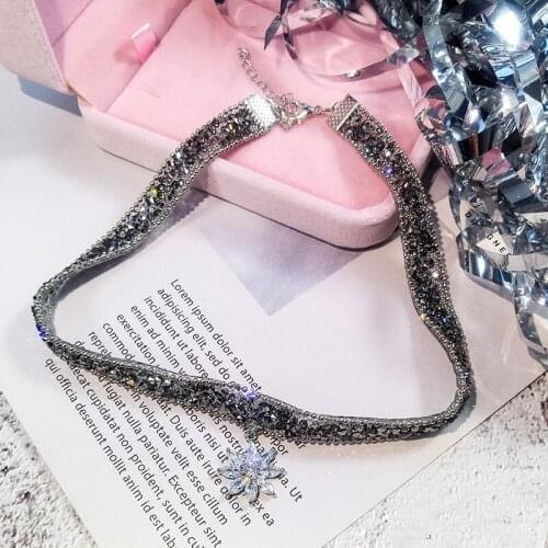 Ice Flowers Necklace Coldness Temperament Collar Zircon Necklace Collarbone Chain New Fashion Women Cool Collar Choker Necklace